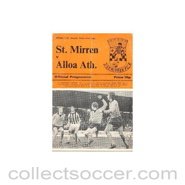 1976 - St. Mirren v Alloa official programme 14/04/1976 Scottish Spring Cup - Collect Soccer
