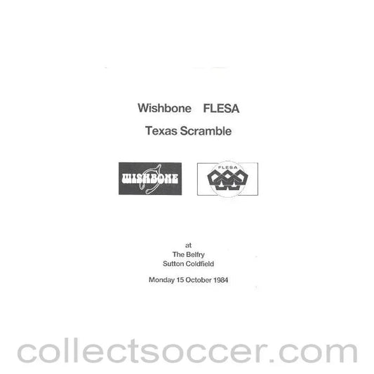1984 Wishbone FLESA Texas Scremble official programme 15/10/1984 - Collect Soccer