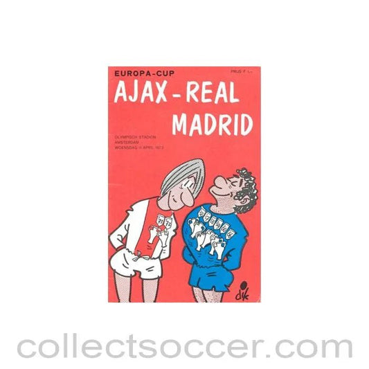 1973 Ajax v Real Madrid official programme 11/04/1973 Europa Cup - Collect Soccer