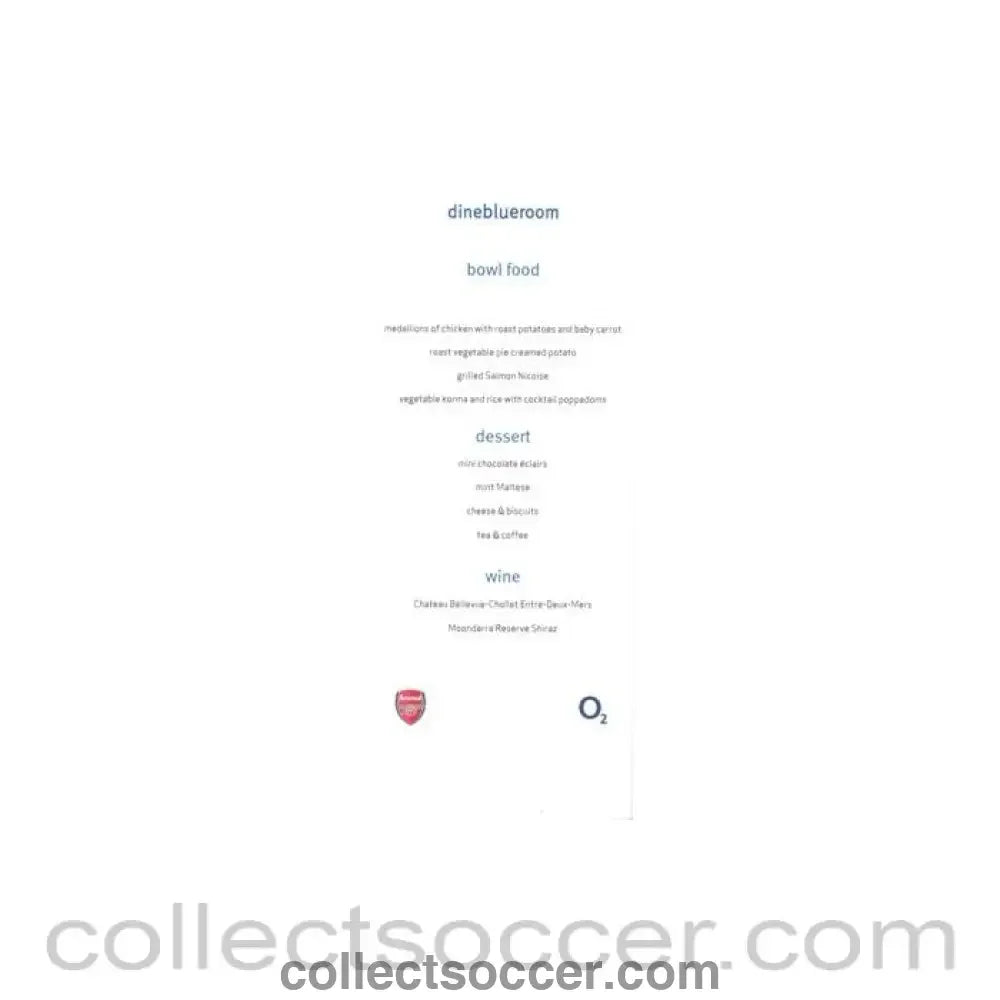 Arsenal menu - Collect Soccer