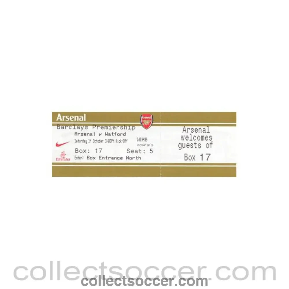 Arsenal v Watford ticket