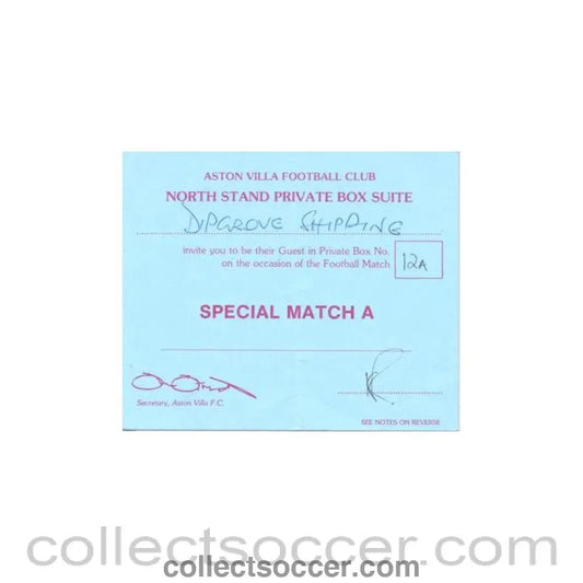 Aston Villa invitation to a Special Match A in Private Box - Collect Soccer