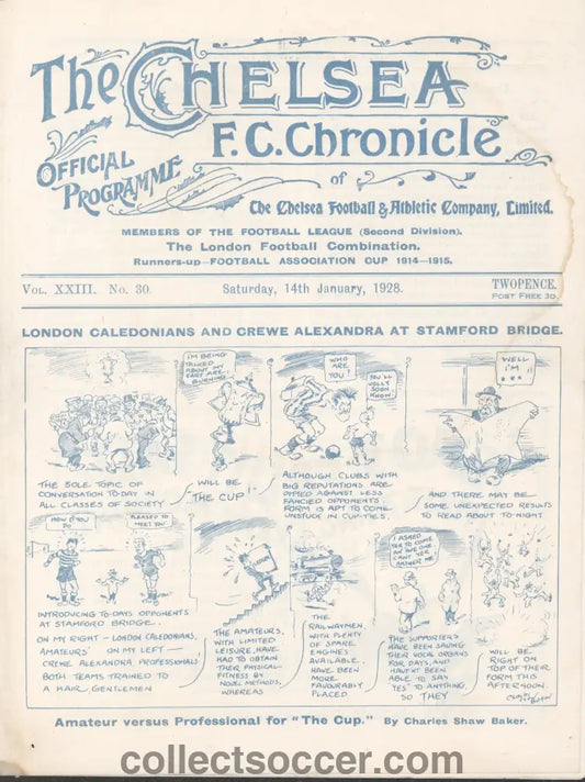 At Stamford Bridge FA Cup 3rd Round London Caledonians v Crewe Alexandra Official Programme