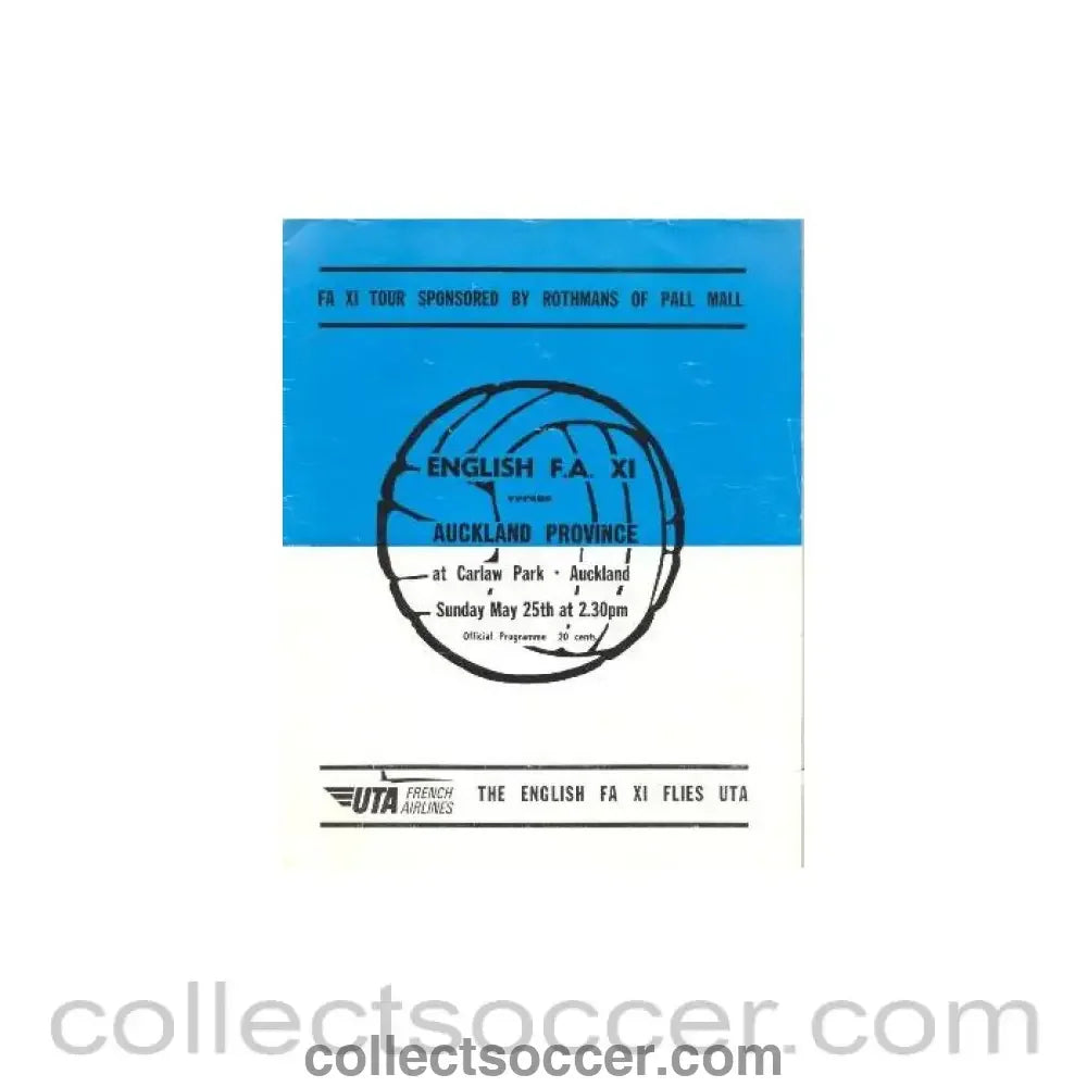 Auckland Province New Zealand v English FA XI official programme
