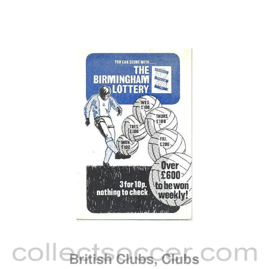 Birmingham City FC lottery leaflet