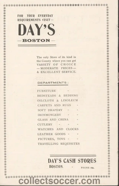 Boston United v Grimsby Town 10/4/1936 Programme - Collect Soccer