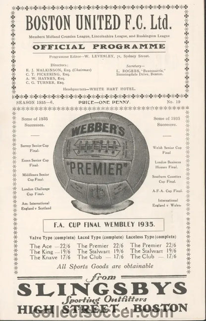 Boston United v Grimsby Town 10/4/1936 Programme - Collect Soccer
