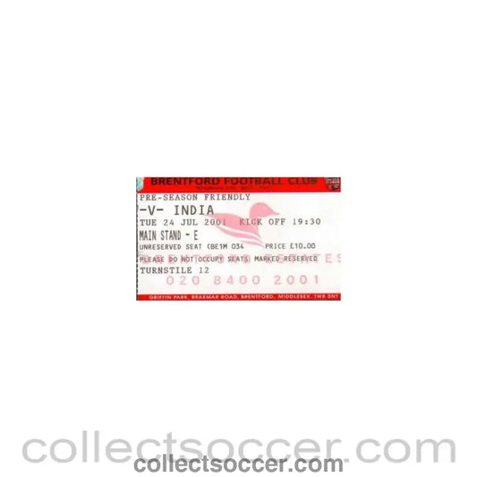 Brentford V India Ticket