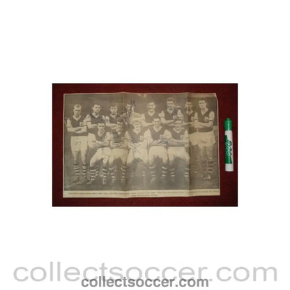 Burnley signed team photograph newspaper cutting