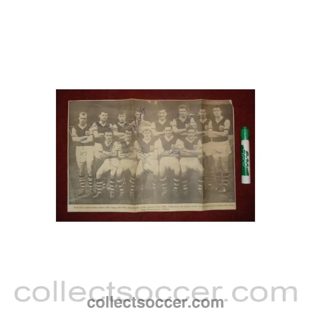 Burnley signed team photograph newspaper cutting