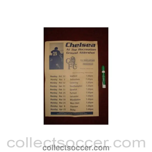 Chelsea at the Recreation Ground Aldershot F.A. Barclaycard Premiership Premier Reserves poster