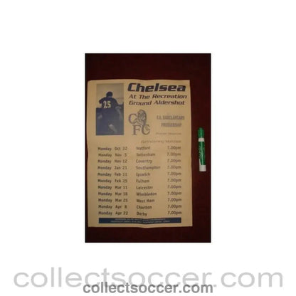 Chelsea at the Recreation Ground Aldershot F.A. Barclaycard Premiership Premier Reserves poster - Collect Soccer