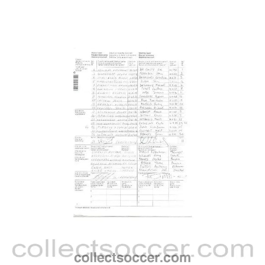 Chelsea away handwritten teamsheet - Collect Soccer