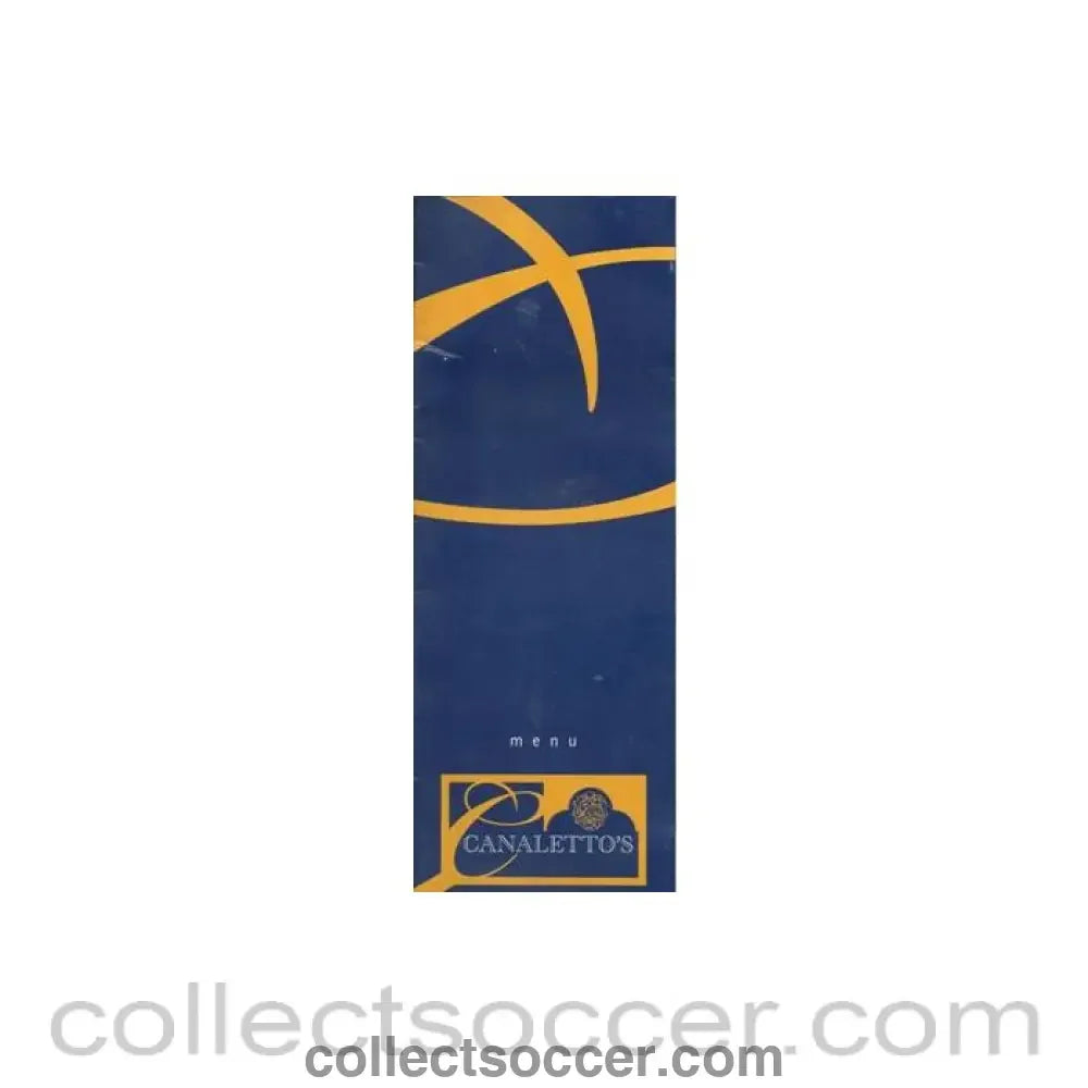 Chelsea - Canaleto’s restaurant at Chelsea Stamford Bridge stadium menu cover