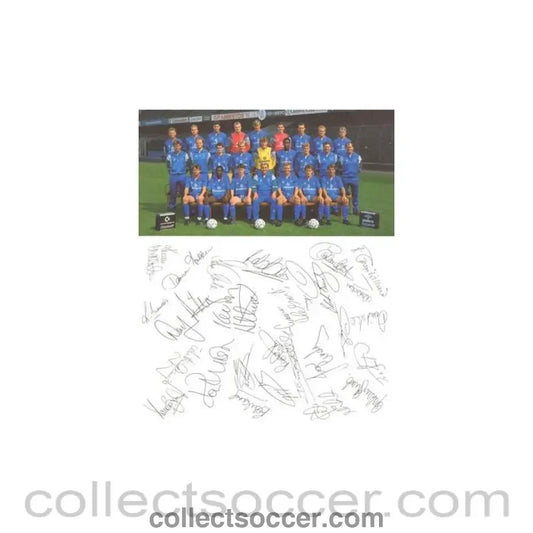 Chelsea card with a colour team photograph and facsimile signatures