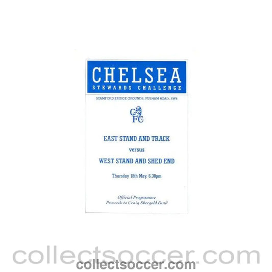 Chelsea East Stand and Track v West Stand and Shed End official programme of an unknown season Stewards Challenge