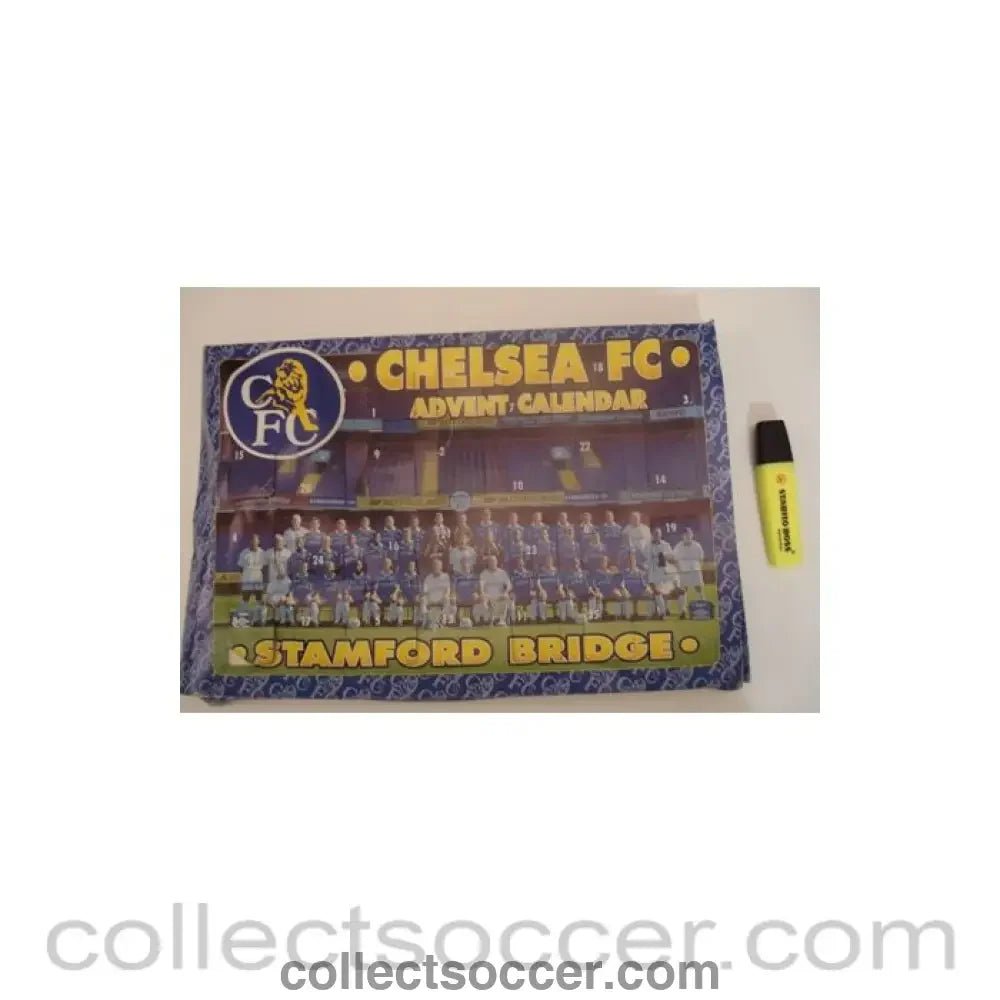 Chelsea FC - a box Advent Calendar on the front and small chocolate footballs inside - Collect Soccer