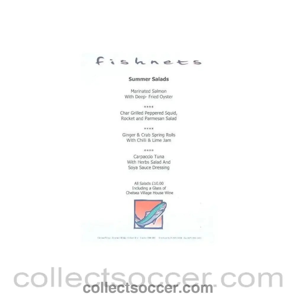 Chelsea Fishnets menu - Collect Soccer