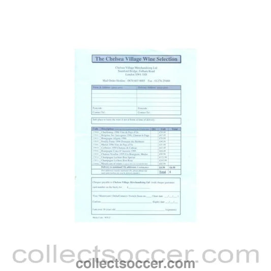 Chelsea leaflet - The Chelsea Village Wine Selection order form