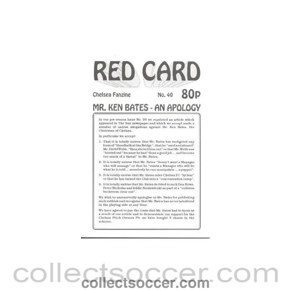 Chelsea Red Card Fanzine No:40 - Collect Soccer