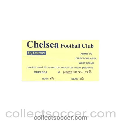 Chelsea v Preston North End Admit to Directors Area - Collect Soccer