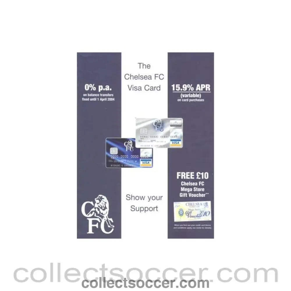 Chelsea Visa Card leaflet - Collect Soccer