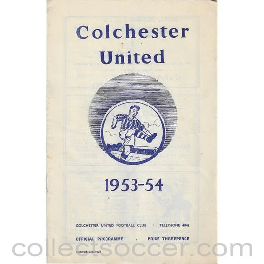 1953 - Colchester United v Aldershot 12/9/1953 Football Programme - Collect Soccer