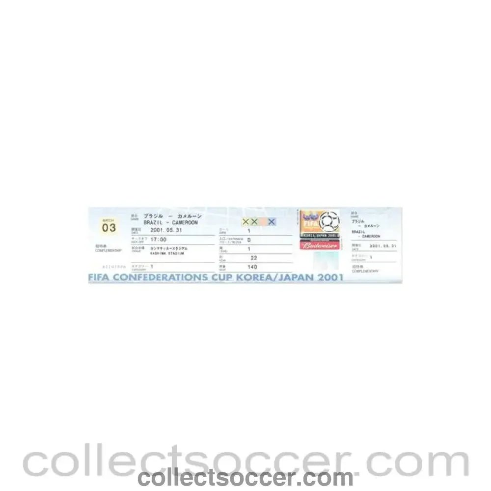 Confederation Cup Brazil V Cameroon Unused Press Ticket - Collect Soccer
