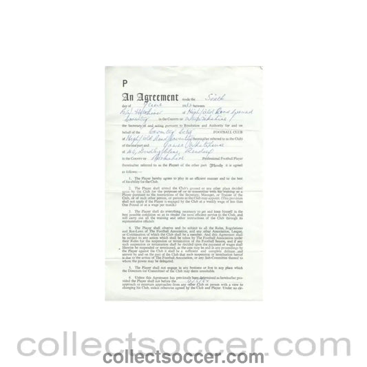 Contract between Coventry City FC and B.W. Hetchiner, originally signed by both sides - Collect Soccer