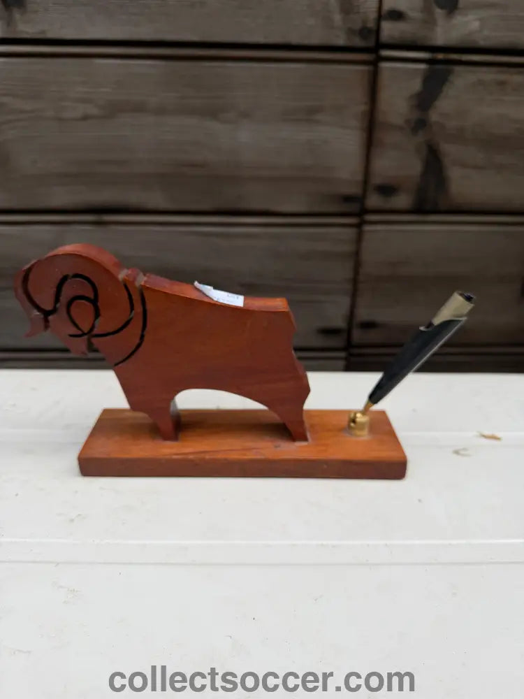 Derby County Desk Pen Holder with Wooden Ram from the Baseball Ground