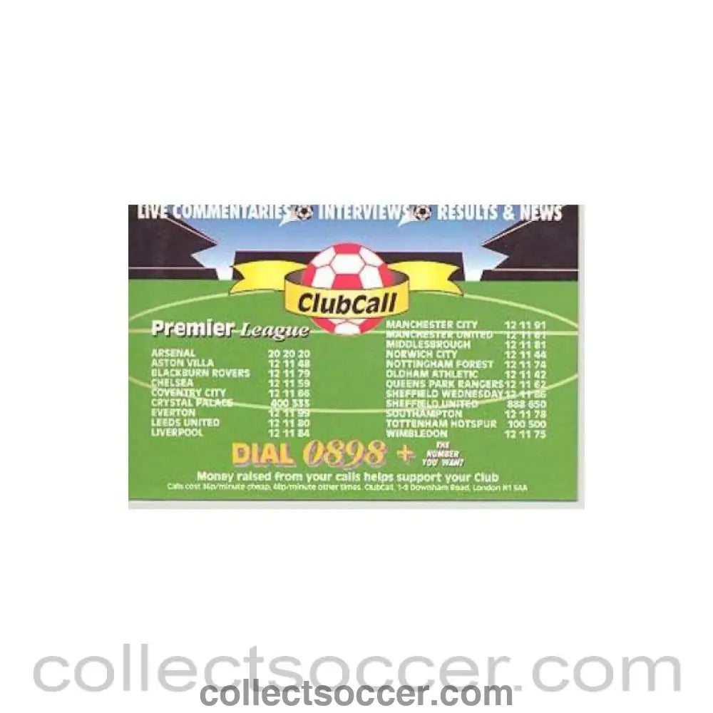 Fixtures card of an unknown season