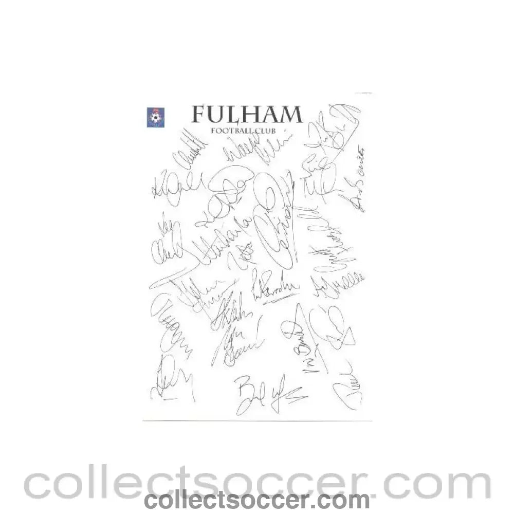 Fulham Football Club Signatures - Collect Soccer