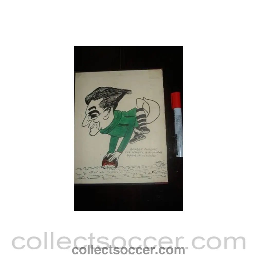 George Swindin - The Arsenal goalkeeper, romping in the snow - Caricature - Collect Soccer