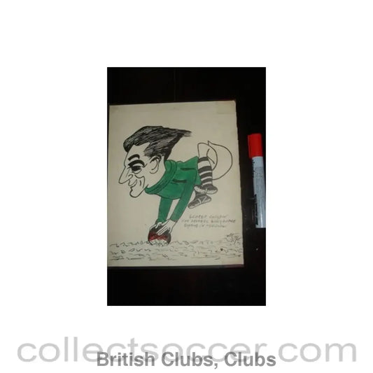 George Swindin - The Arsenal goalkeeper romping in the snow - Caricature