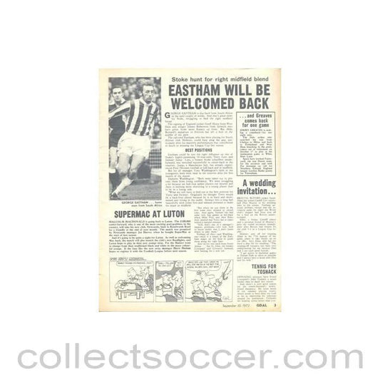 1972 - Goal Magazine of 30/09/1972, half price - Collect Soccer
