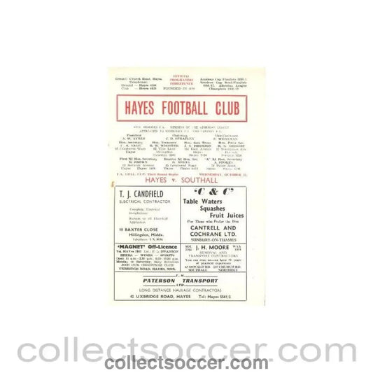 Hayes v Southall official programme - Collect Soccer