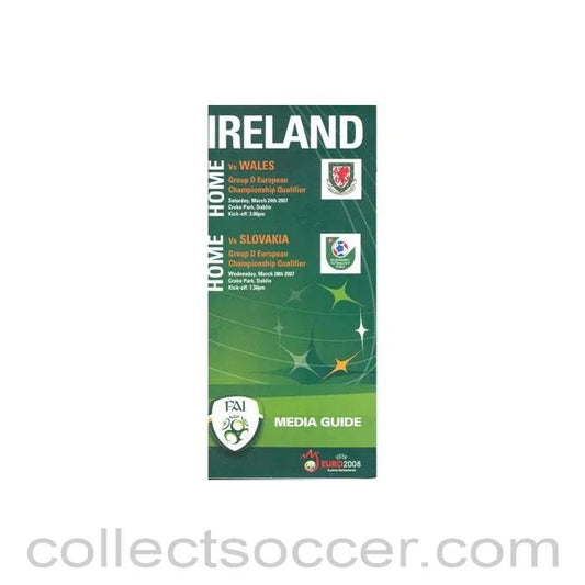 2008 - Euro 2008 Media Guide of the FA of Ireland for Ireland v Wales and v Slovakia - Collect Soccer