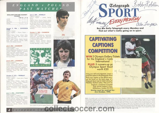 Legendary Managers Original Autographs on one England Programme - Alf Ramsey, Bobby Robson, Alex Ferguson and Graham Taylor - Collect Soccer