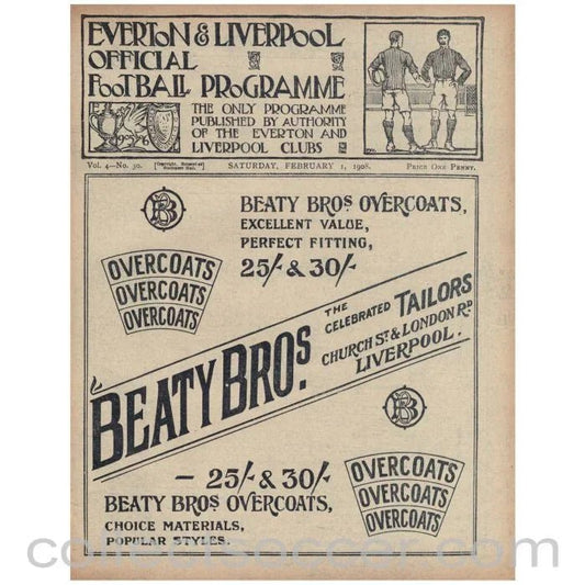 1907 - 1908 Liverpool v Brighton and Hove Albion FAC and Everton v Accrington Stanley Official Programme - Collect Soccer