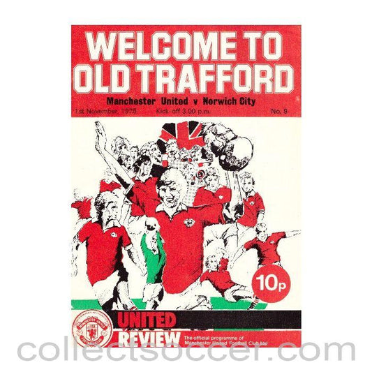 1975 Manchester United v Norwich City Official Programme - Collect Soccer