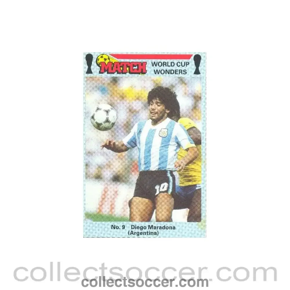 Match produced card titeled World Cup Wonders - Diego Maradona - Argentina