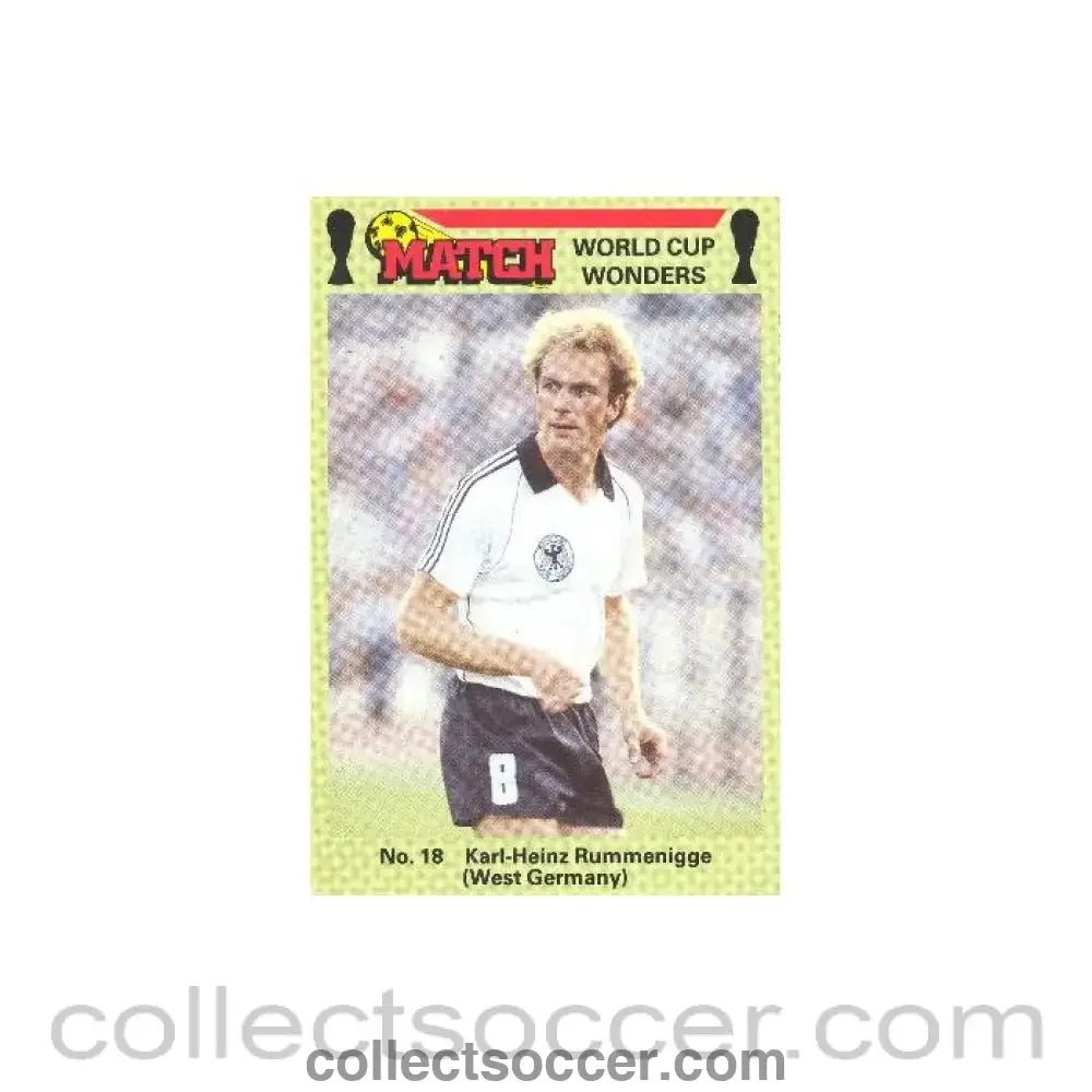 Match produced card titeled World Cup Wonders - Karl-Heinz Rummenigge - West Germany - Collect Soccer