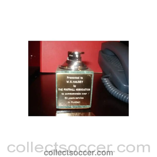 Memorabilia Lighter Presented to W.G.Halsey by The Football Association to commemorate over 50 years service to football