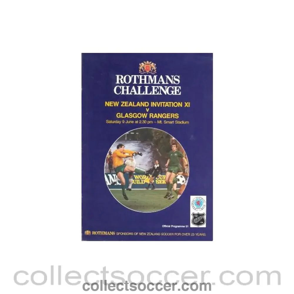 New Zealand Invitation XI v Glasgow Rangers official programme - Collect Soccer