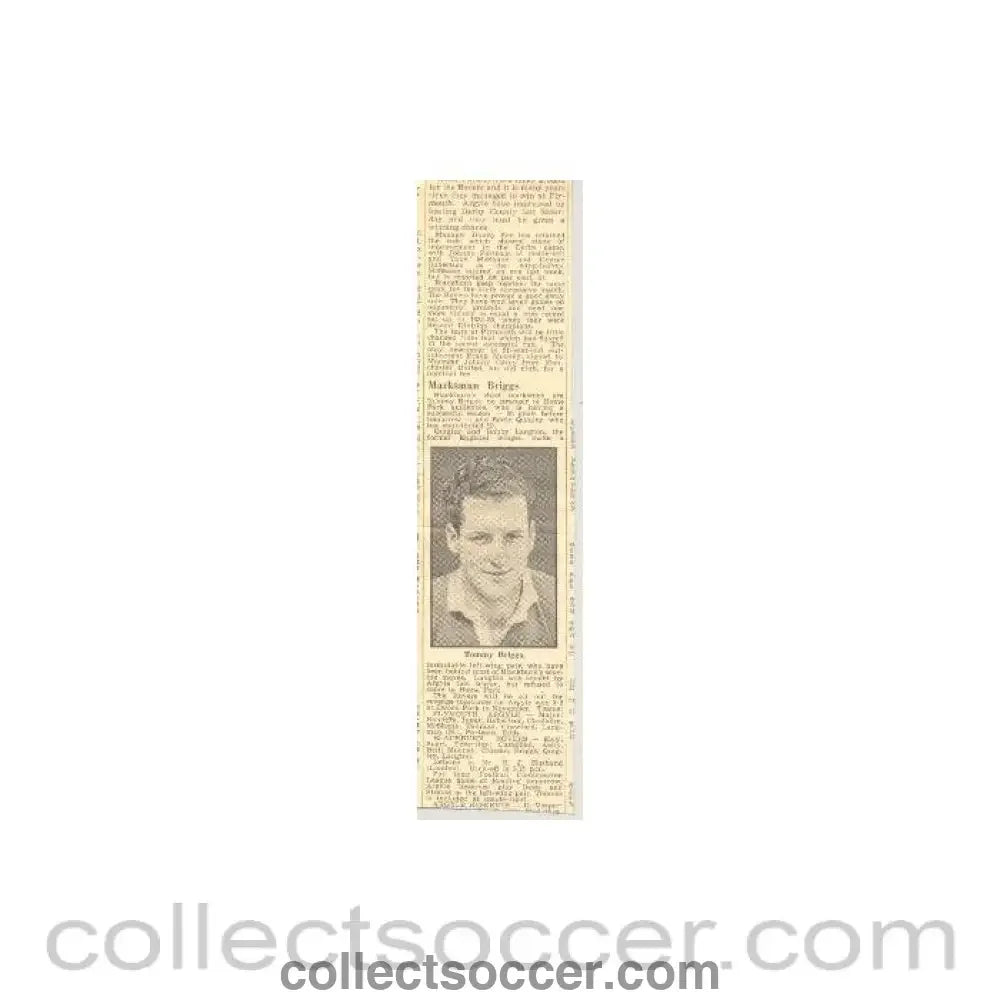 Newspaper Cutting - a short article about Tommy Briggs titled Marksman Briggs