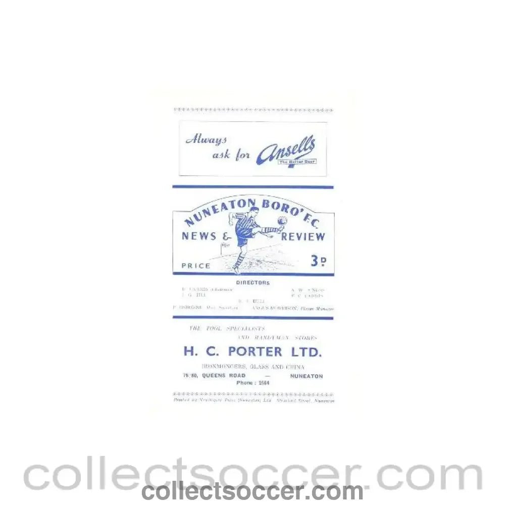 Nuneaton Borough v Rugby Town official programme - Collect Soccer