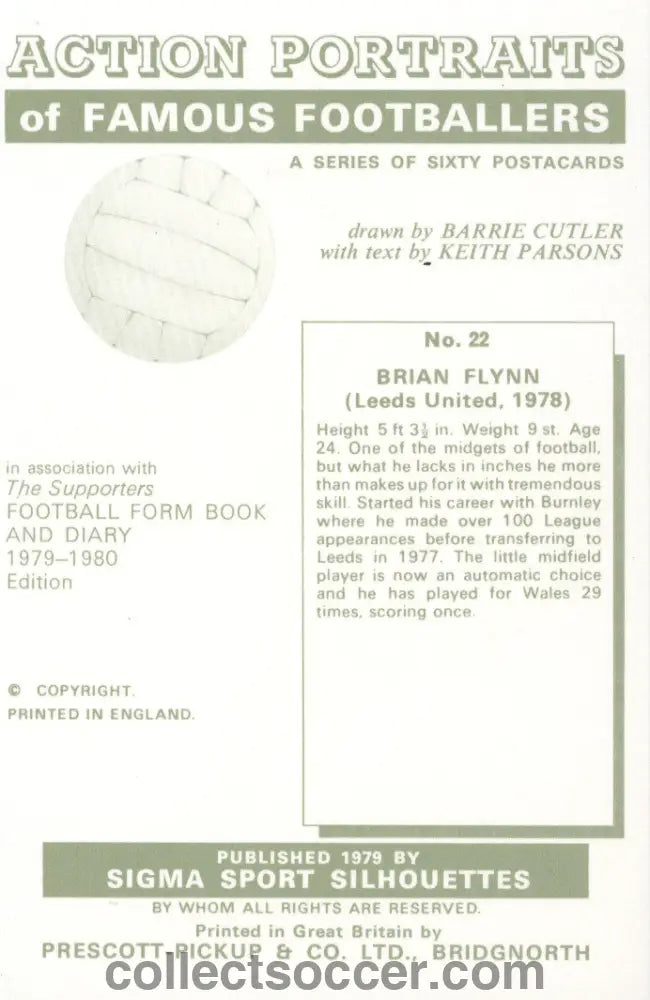 Original Sigma Card Brian Flynn of Leeds United in Mint Condition