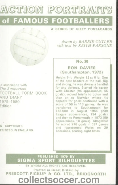 Original Sigma Card Ron Davies of Southampton in Mint Condition