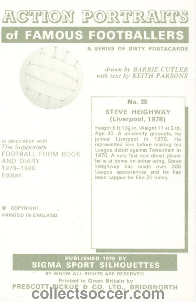Original Sigma Card Steve Heighway Liverpool in Mint Condition