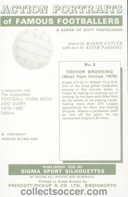 Original Sigma Card Trevor Brooking West Ham United in Mint Condition